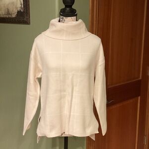 Zesica Chic Cream Cowl Neck Sweater, Size S